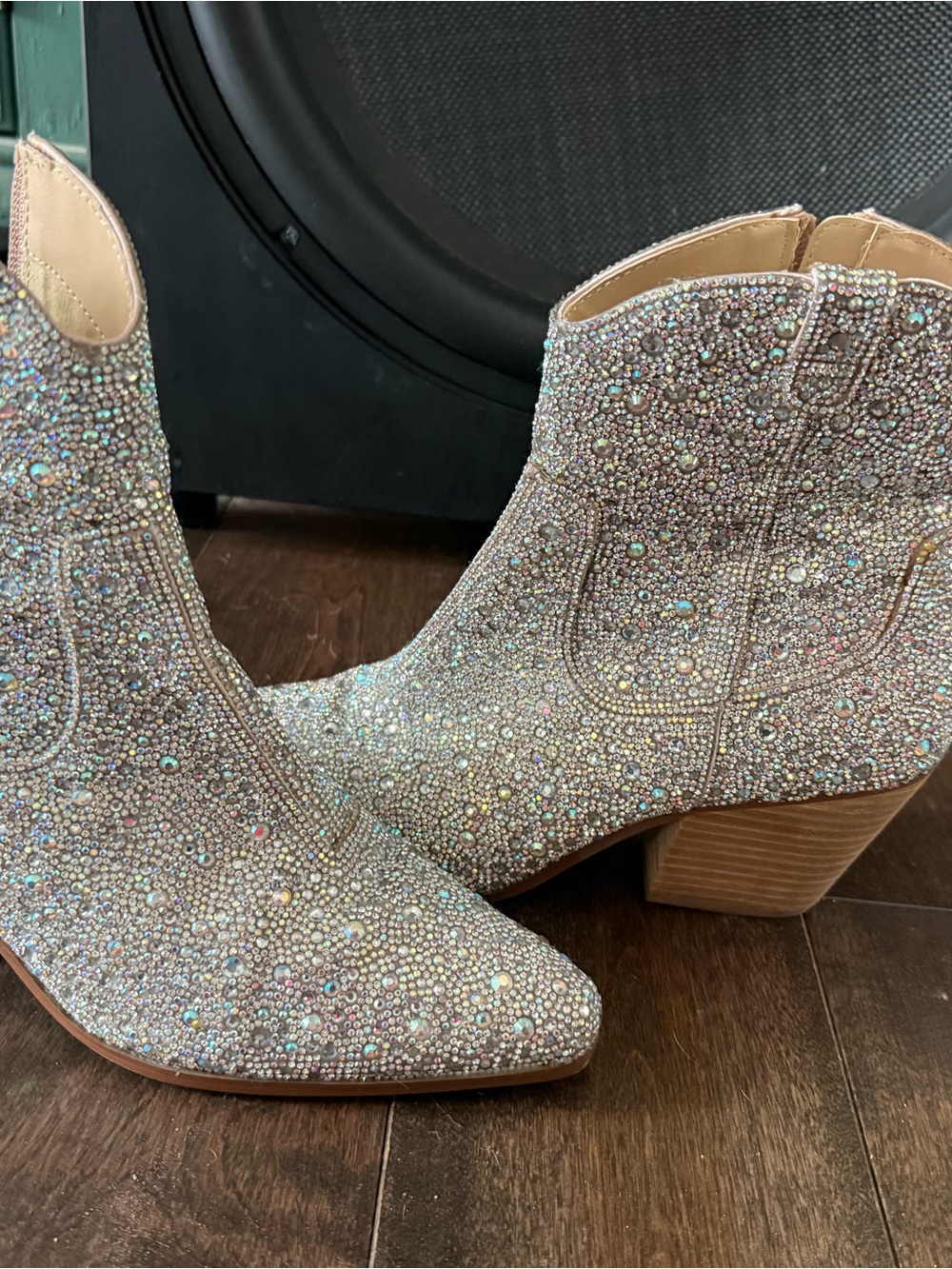 Betsy Johnson Crystal Embellished Women's Ankle Boots - Silver